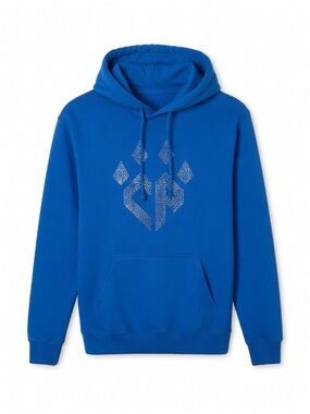 Men's Bright Blue Hooded Pullover with Studded Graphic